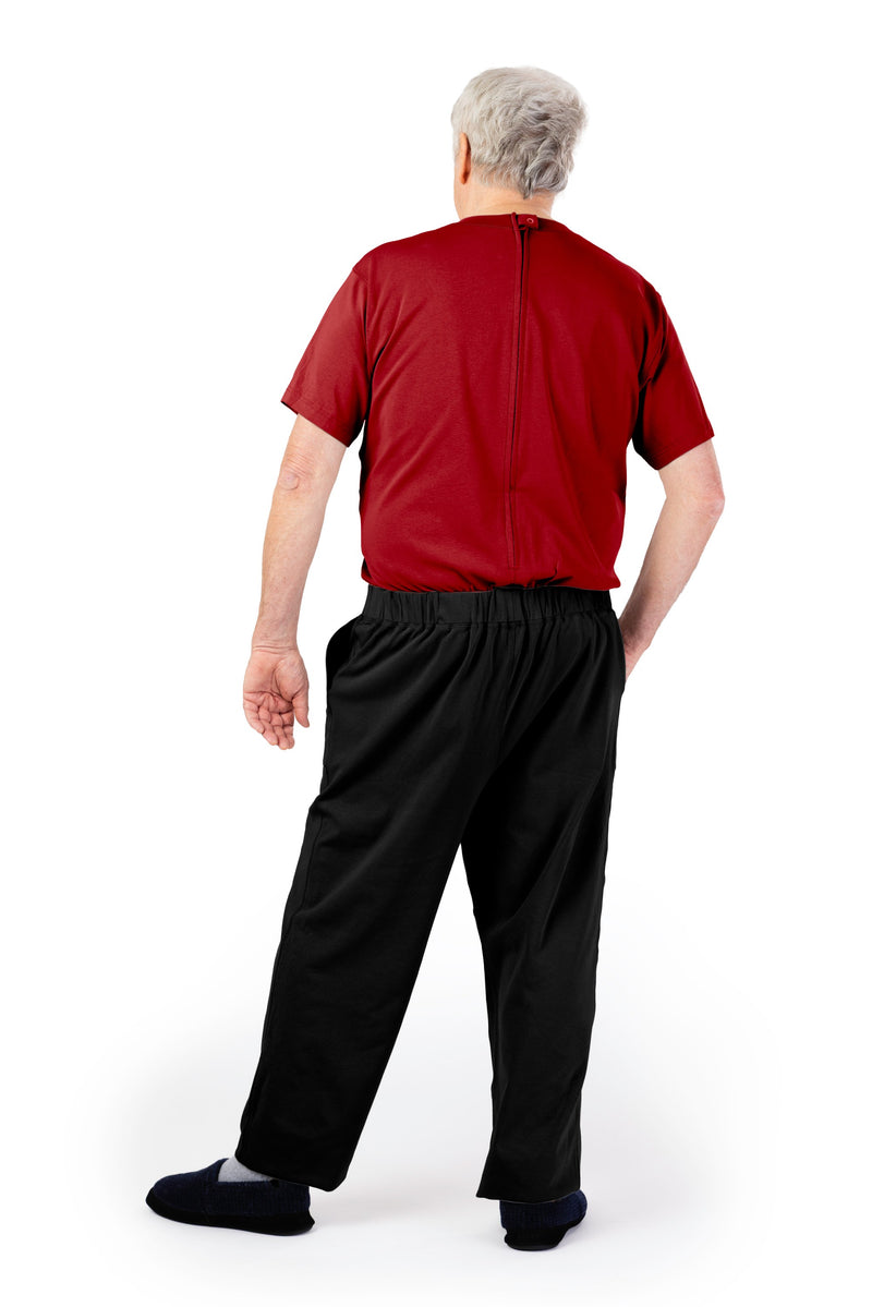Men's Short Sleeve Jumpsuit by Buck & Buck in Red Top/Black Pants, and available in different sizes. This one-piece garments item is part of our one-pieces collection.