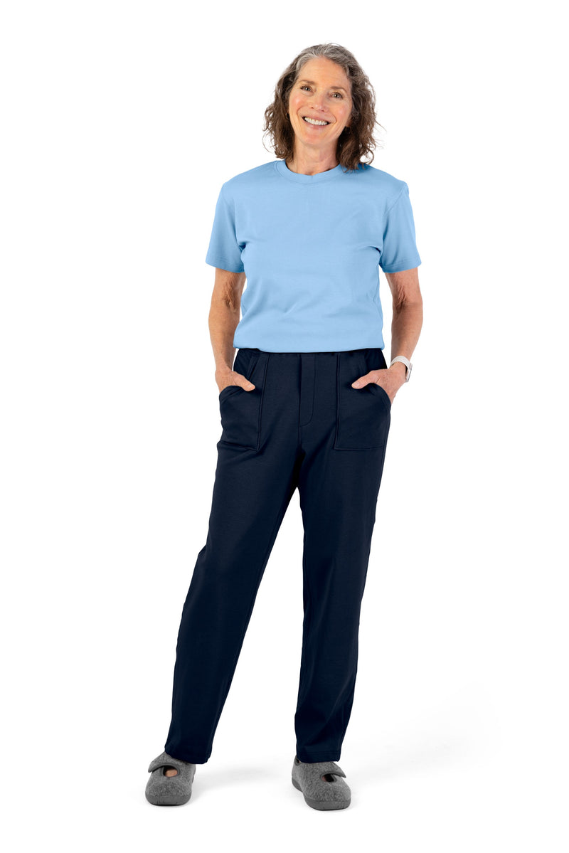 Women's Short Sleeve Jumpsuit by Buck & Buck in Blue Top/Navy Pants, and available in different sizes. This one-piece garments item is part of our one-pieces collection.