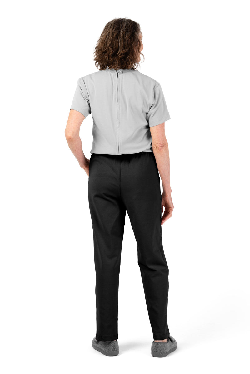 Women's Short Sleeve Jumpsuit by Buck & Buck in Gray Top/Black Pants, and available in different sizes. This one-piece garments item is part of our one-pieces collection.
