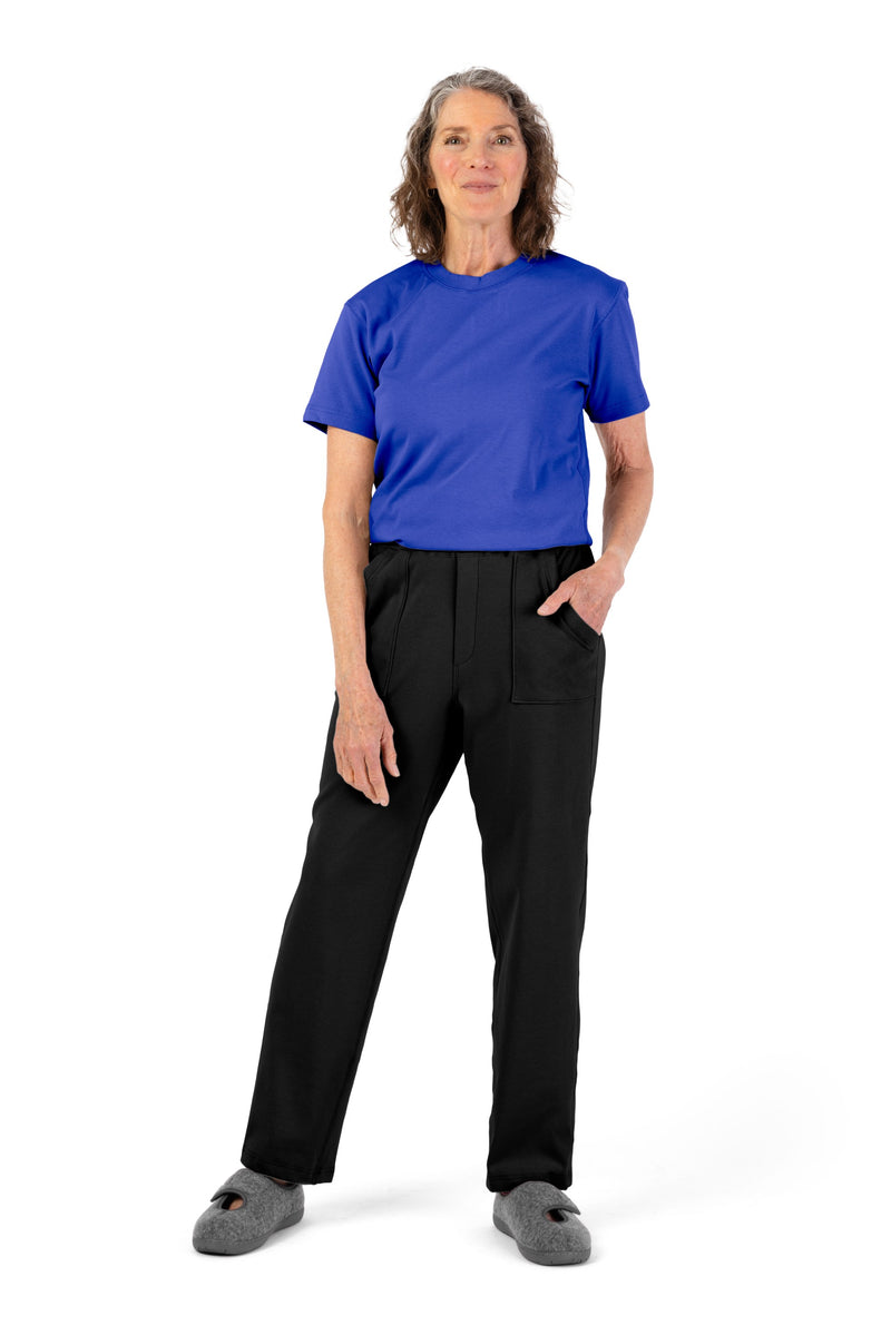 Women's Short Sleeve Jumpsuit by Buck & Buck in Royal Top/Black Pants, and available in different sizes. This one-piece garments item is part of our one-pieces collection.