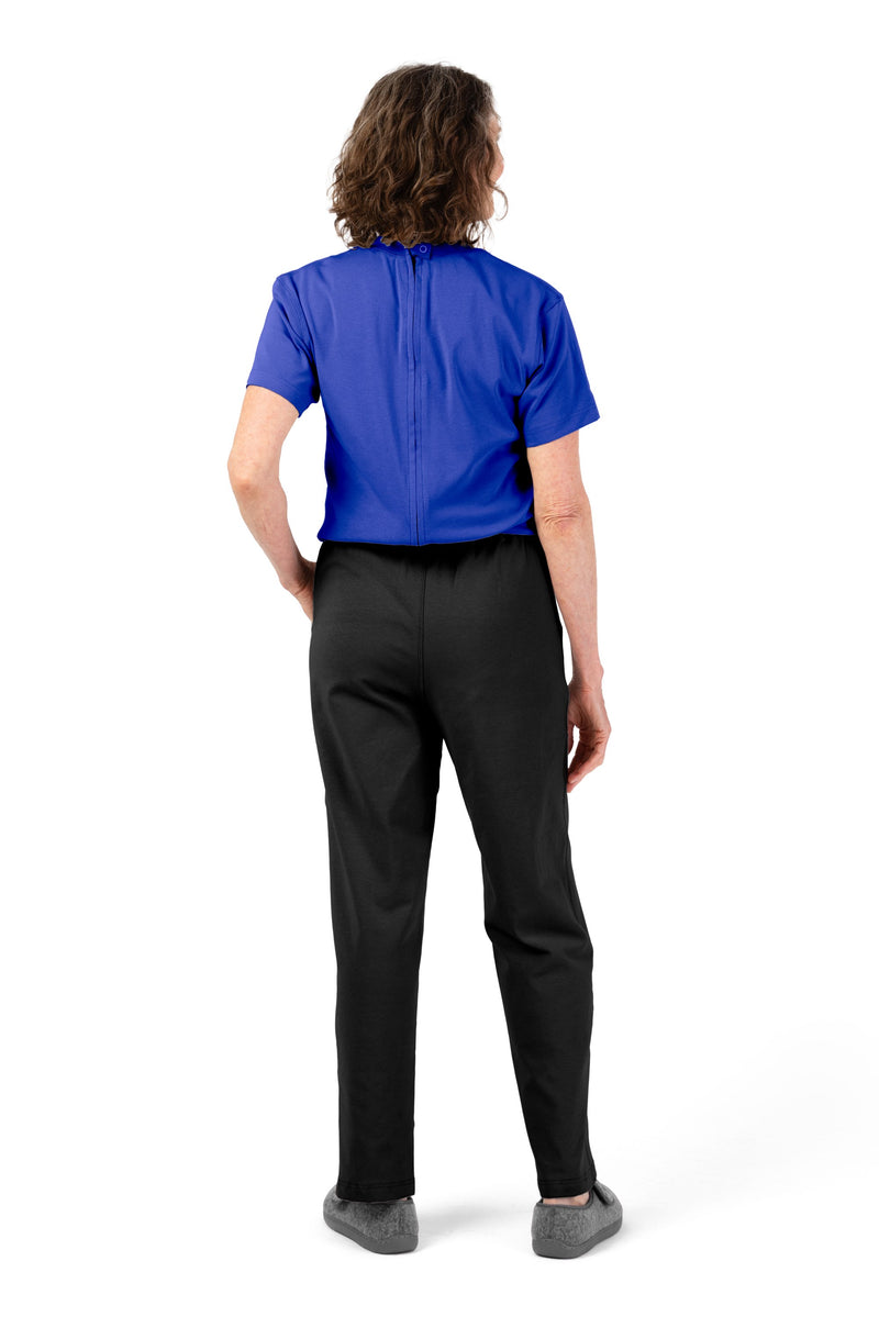 Women's Short Sleeve Jumpsuit by Buck & Buck in Royal Top/Black Pants, and available in different sizes. This one-piece garments item is part of our one-pieces collection.