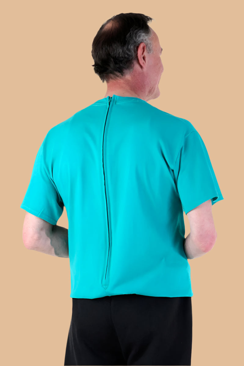 Men's Short Sleeve Basic T-Top Jumpsuit by Buck & Buck in Turquoise Top/Black Pants, and available in different sizes. This one-piece garments item is part of our one-pieces collection.