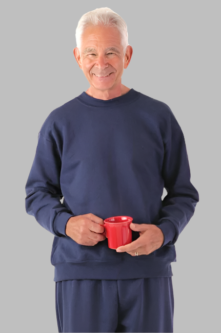 Men's Basic Wrap Back Sweat Top by Buck & Buck in Navy, and available in different sizes. This tops item is part of our sweatshirts collection.