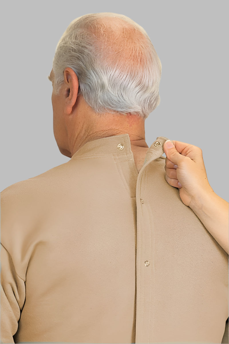 Men's Printed Snap Back Sweat Top by Buck & Buck in Gray, and available in different sizes. This tops item is part of our sweatshirts collection.