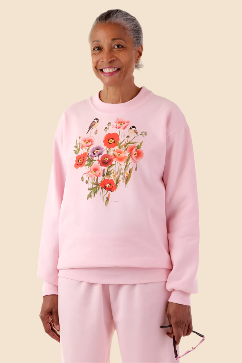 Women's Printed Wrap Back Sweat Top by Buck & Buck in Pink, and available in different sizes. This tops item is part of our sweatshirts collection.