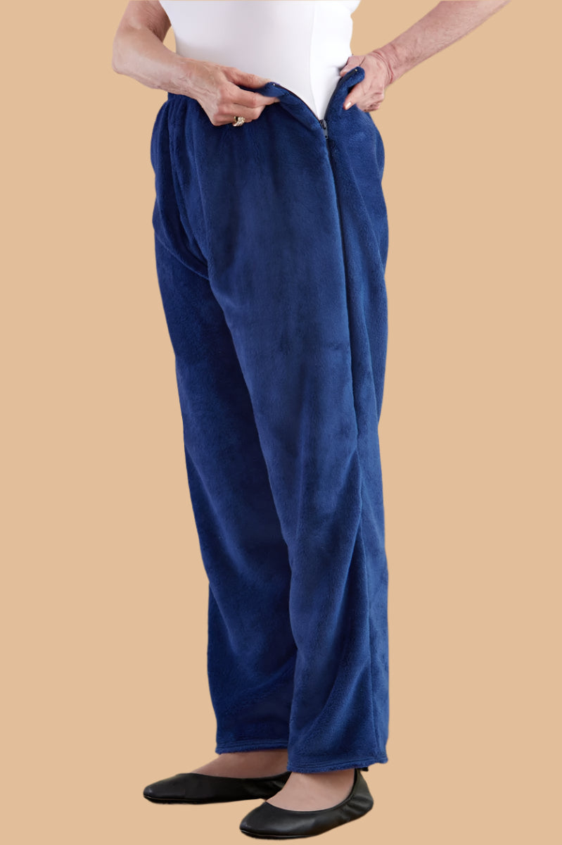 Women's So-Soft Side Zip Pants by Buck & Buck in Dark Blue, and available in different sizes. This bottoms item is part of our activewear pants collection.