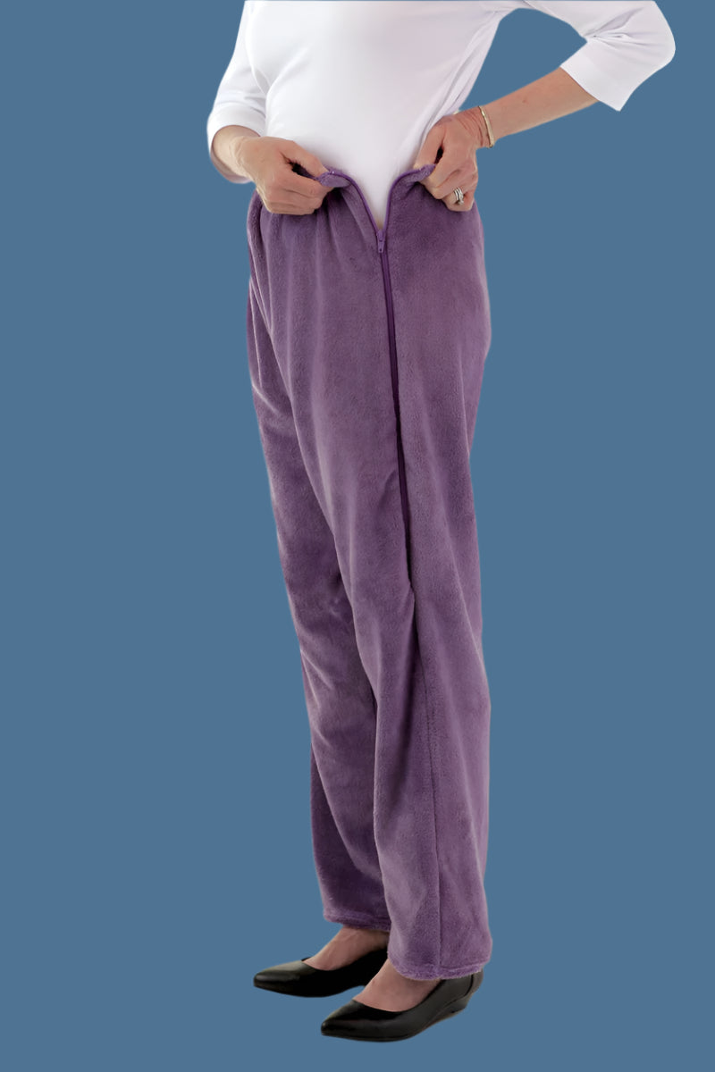 Women's So-Soft Side Zip Pants by Buck & Buck in Plum, and available in different sizes. This bottoms item is part of our activewear pants collection.