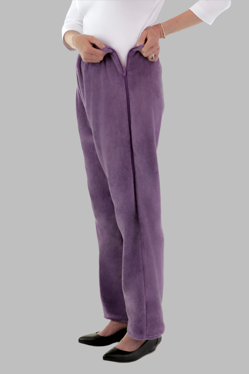 Women's So-Soft Side Zip Pants by Buck & Buck in Plum, and available in different sizes. This bottoms item is part of our activewear pants collection.