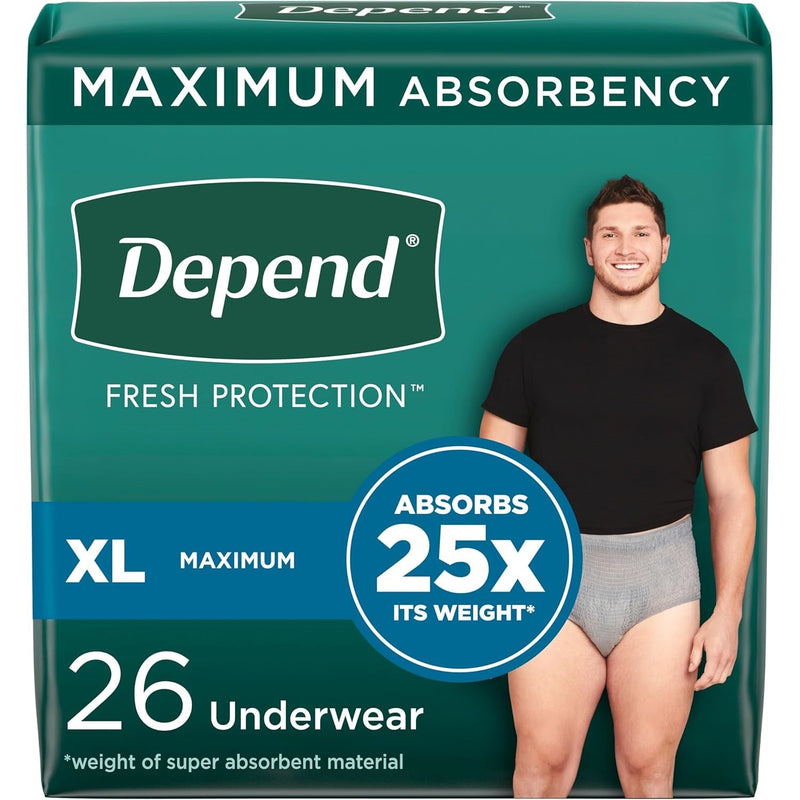 Depend Fresh Protection Underwear for Men by LL Medico, and available only in a one-size option. This undergarments item is part of our adult diapers collection.
