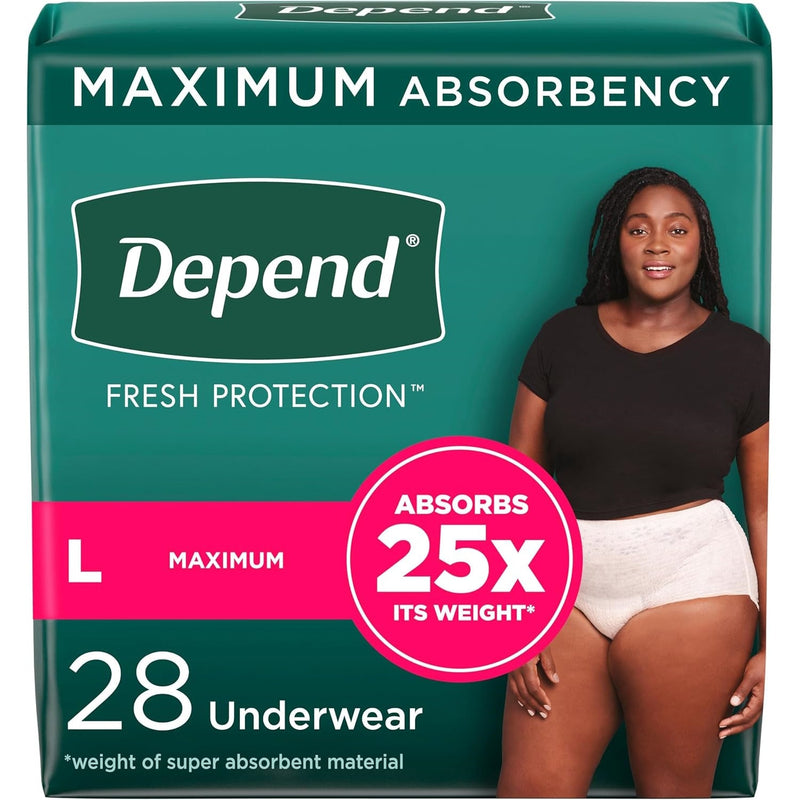Depend Fresh Protection Underwear for Women by LL Medico, and available only in a one-size option. This undergarments item is part of our adult diapers collection.