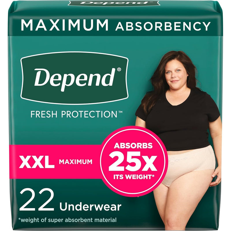 Depend Fresh Protection Underwear for Women by LL Medico, and available only in a one-size option. This undergarments item is part of our adult diapers collection.