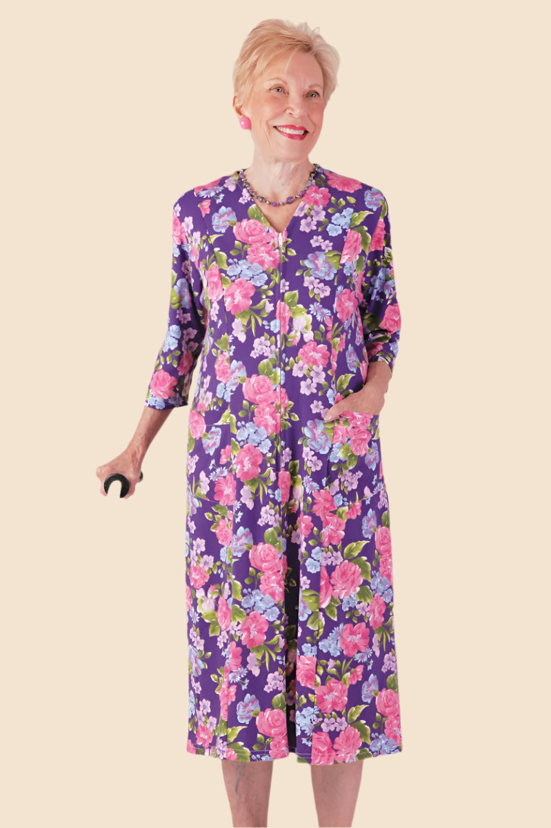 Floral Zip-Front Knit Dress for women by Buck & Buck in Purple, and available in different sizes. This dresses & skirts item is part of our dresses collection.