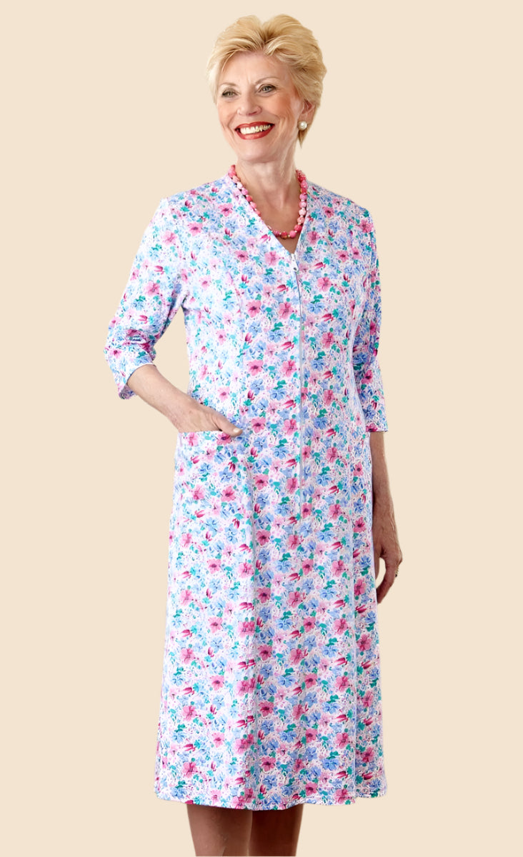 Floral Zip-Front Knit Dress for women by Buck & Buck in Turquoise, and available in different sizes. This dresses & skirts item is part of our dresses collection.