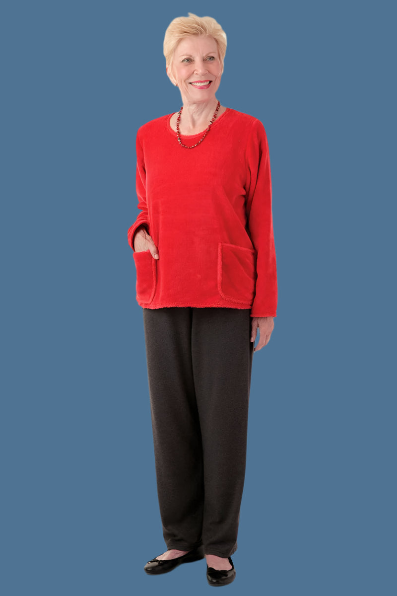So-Soft Pocketed Top for women by Buck & Buck in Red, and available in different sizes. This tops item is part of our sweaters collection.