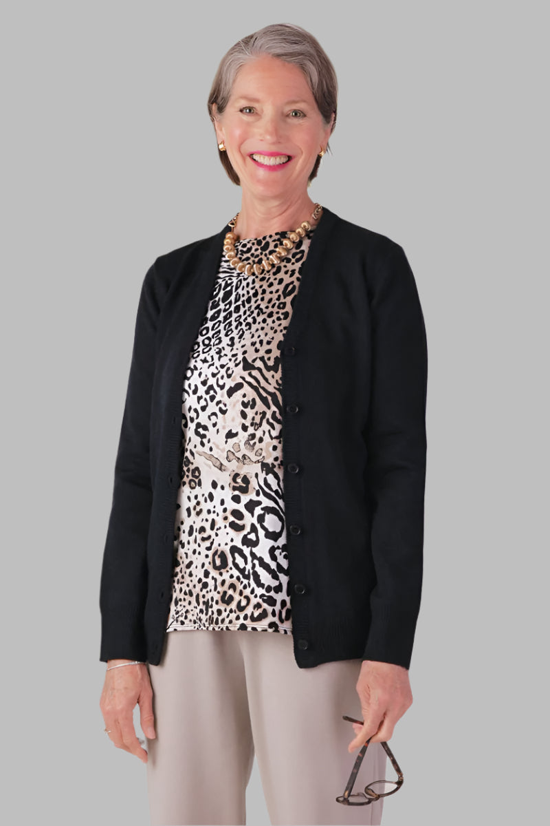 Acrylic V-Neck Cardigan for women by Buck & Buck in Black, and available in different sizes. This tops item is part of our cardigans collection.