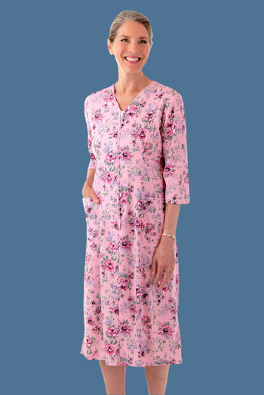 Floral Zip-Front Knit Dress