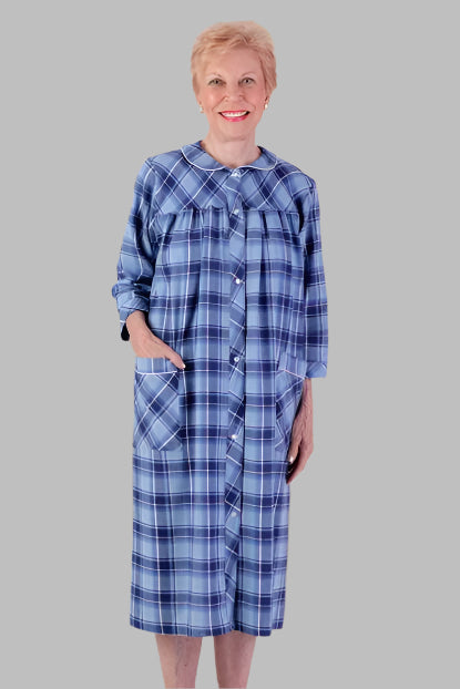 Flannel Duster (Plaid) for women by Buck & Buck in Blue, and available in different sizes. This sleepwear item is part of our nightgowns collection.