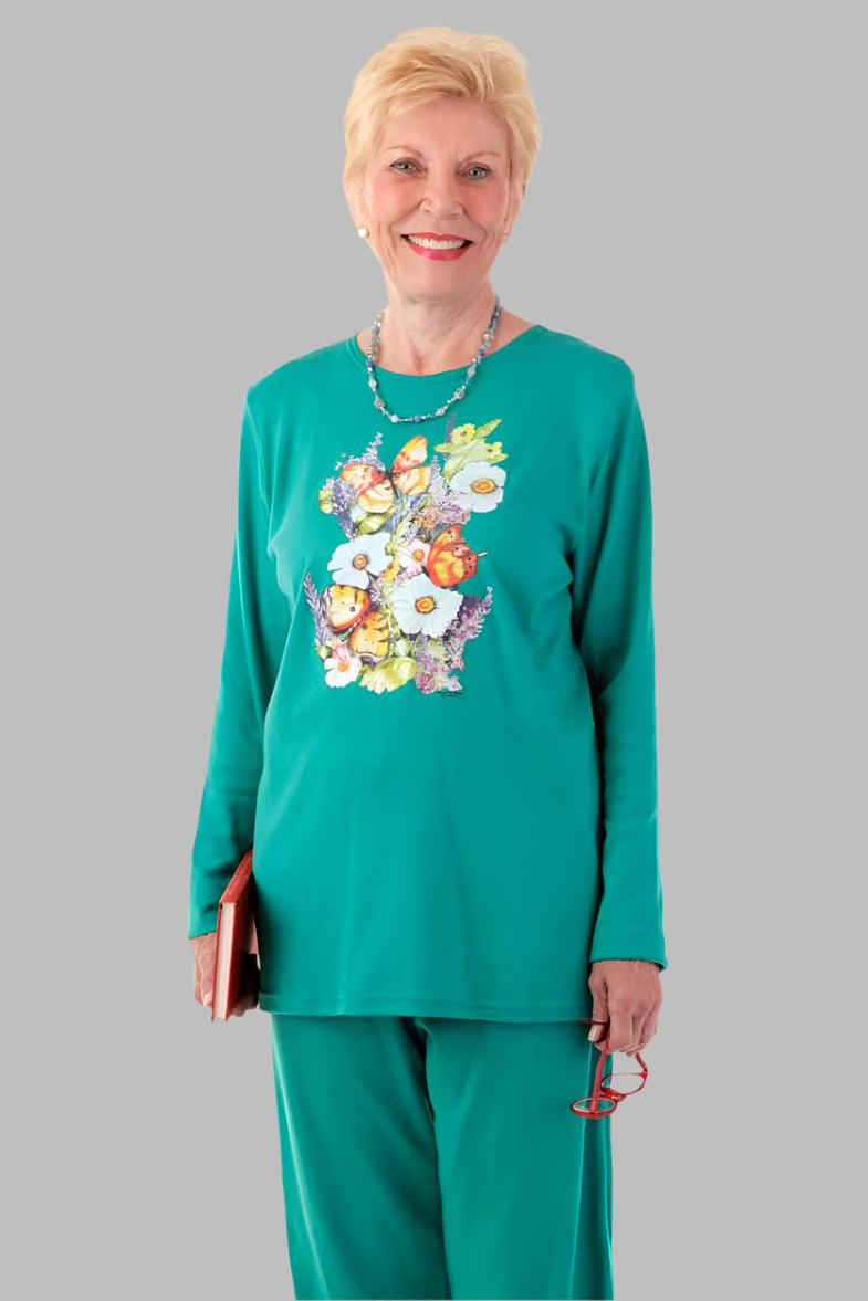 Long Sleeve Printed Wrap Back T-Shirt for women by Buck & Buck, and available in different sizes. This tops item is part of our t-shirts collection.