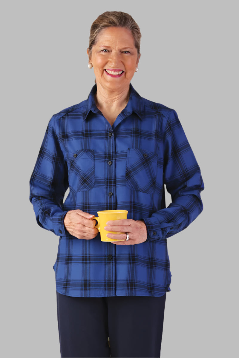 Women's Flannel Shirt With VELCRO® Fasteners at Front by Buck & Buck, and available in different sizes. This tops item is part of our shirts collection.