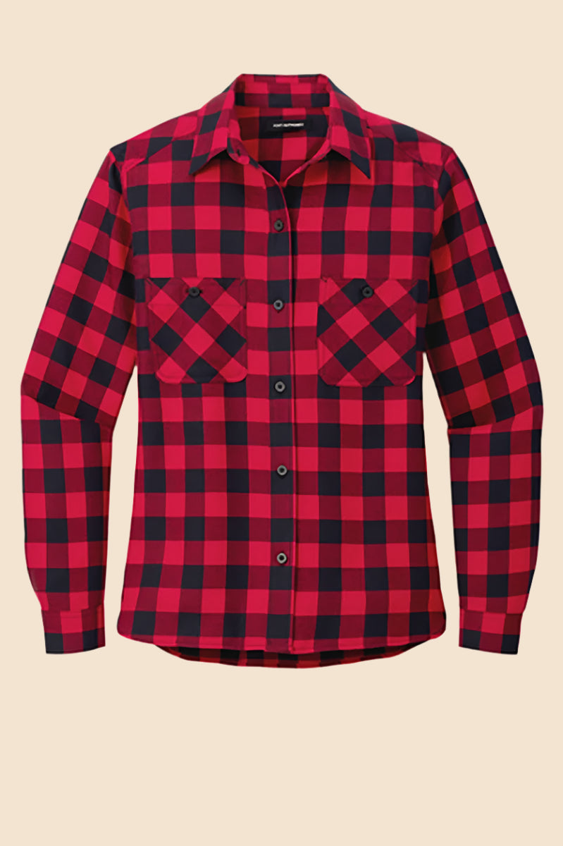 Women's Flannel Shirt With VELCRO® Fasteners at Front by Buck & Buck in Red, and available in different sizes. This tops item is part of our shirts collection.