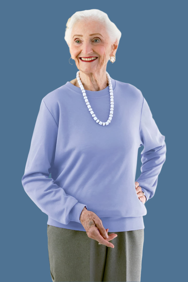 Women's Long Sleeve Banded Bottom Top by Buck & Buck in Blue, and available in different sizes. This tops item is part of our blouses collection.