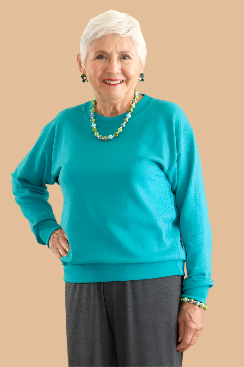 Women's Long Sleeve Banded Bottom Top, 2X / Jade Women's Long Sleeve Banded Bottom Top, 2X / Jade