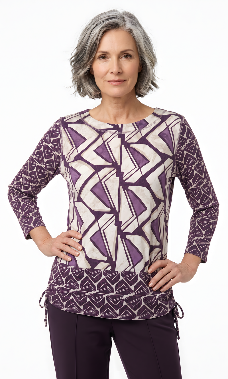 The women's everyday knit top  by Alfred Dunner in purple and available in different sizes. This top is part of our women's blouses  collection.