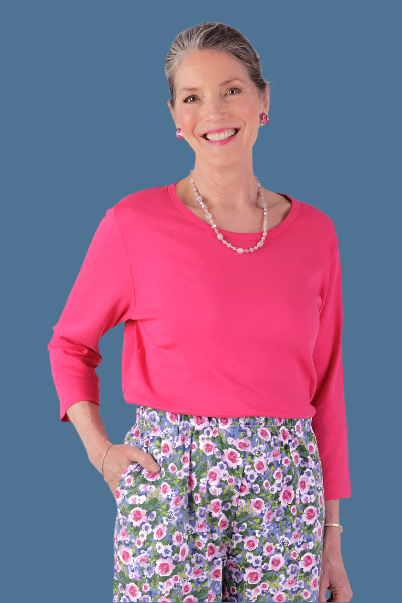 3/4 Sleeve Scoop Neck Top for women by Buck & Buck, and available in different sizes. This tops item is part of our blouses collection.