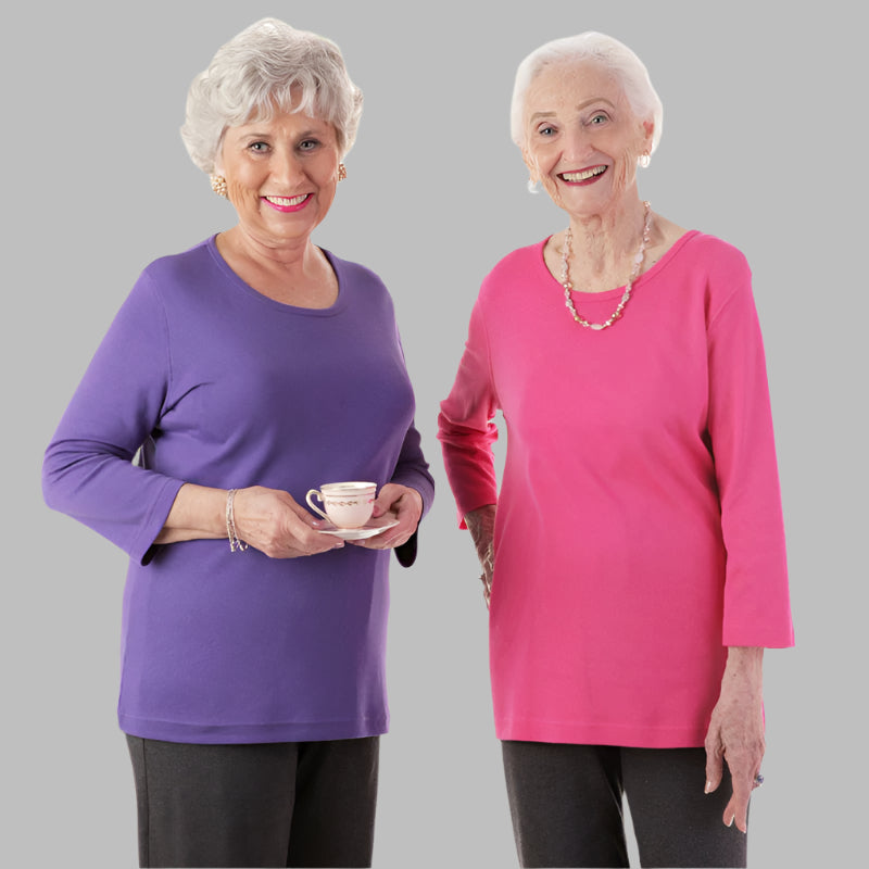 3/4 Sleeve Scoop Neck Top for women by Buck & Buck in Pink, and available in different sizes. This tops item is part of our blouses collection.