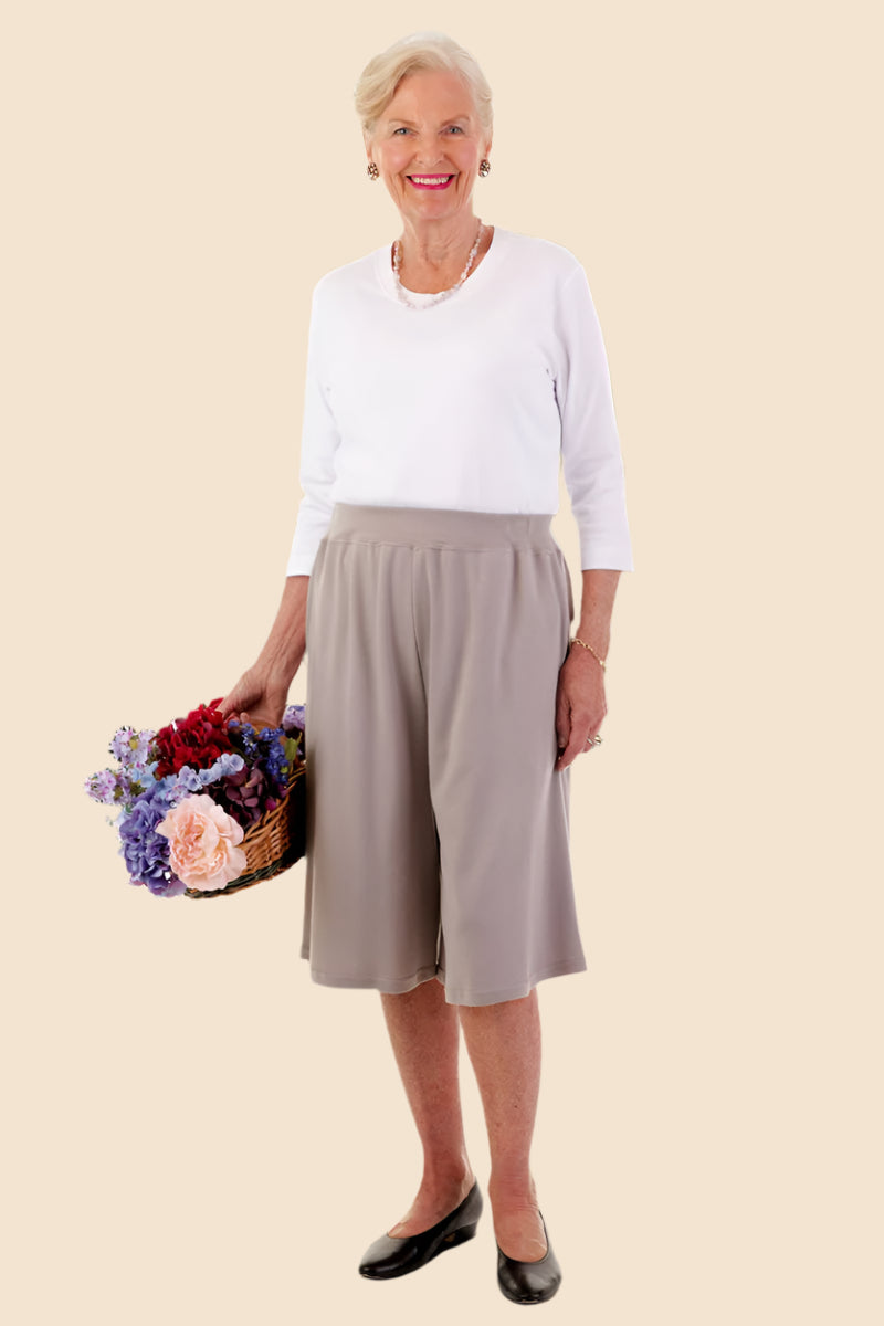 Soft Waist Culottes for women by Buck & Buck in Tan/Beige, and available in different sizes. This bottoms item is part of our pants collection.