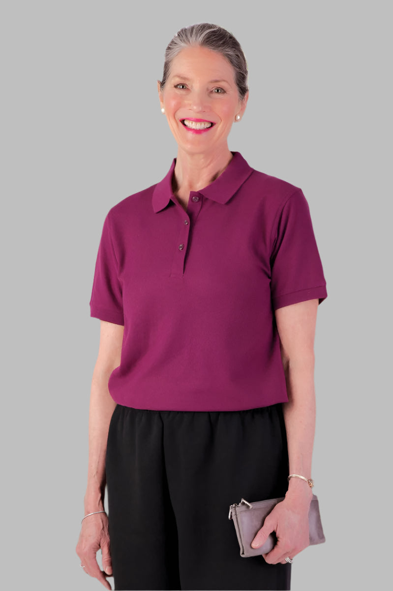 Women's Polo Shirt by Buck & Buck in Purple, and available in different sizes. This tops item is part of our polos collection.