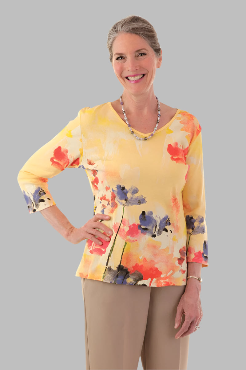 Snap Back Block Printed Knit Top for women by Buck & Buck, and available in different sizes. This tops item is part of our blouses collection.