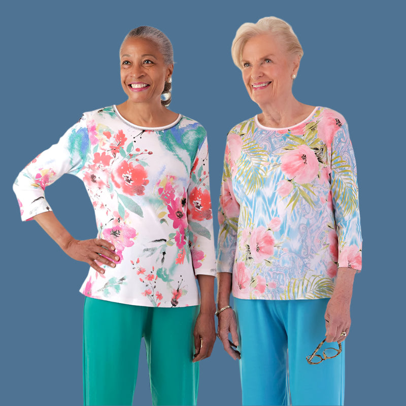 Snap Back Block Printed Knit Top for women by Buck & Buck, and available in different sizes. This tops item is part of our blouses collection.