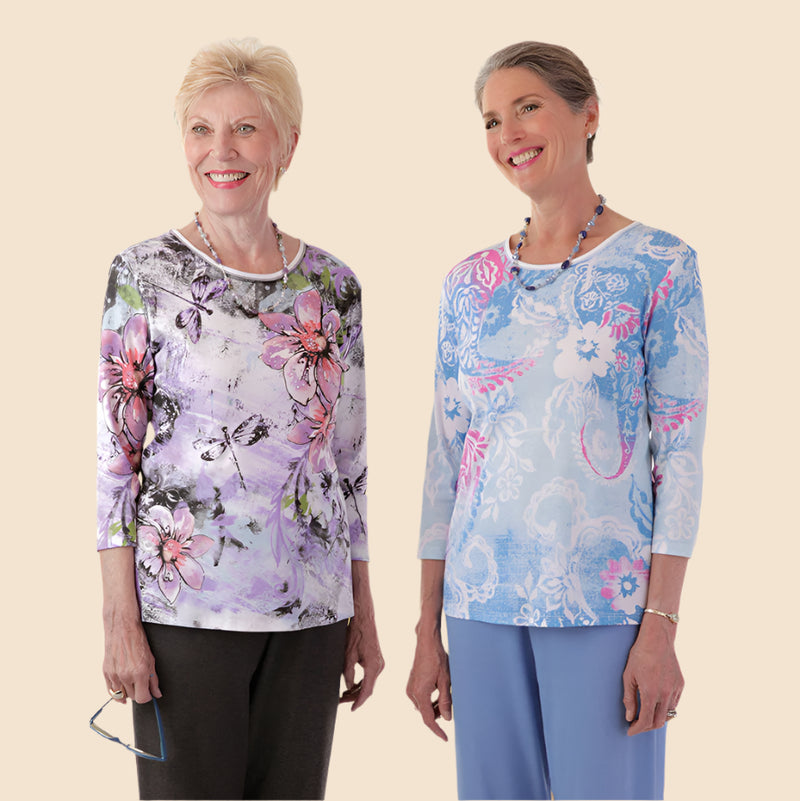 Snap Back Block Printed Knit Top for women by Buck & Buck in Black, and available in different sizes. This tops item is part of our blouses collection.