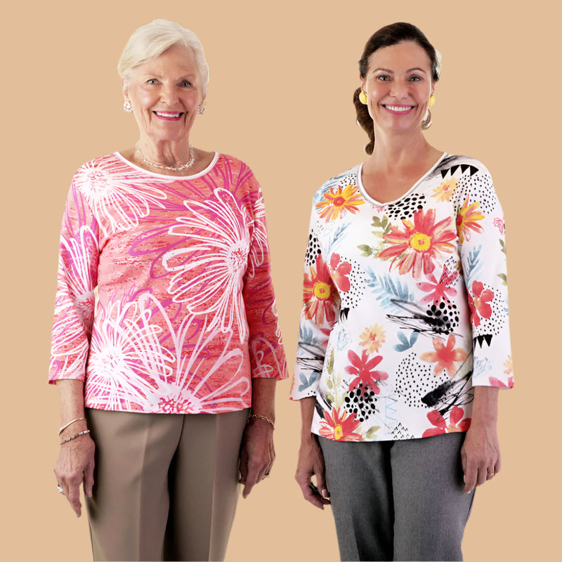 Snap Back Block Printed Knit Top for women by Buck & Buck, and available in different sizes. This tops item is part of our blouses collection.