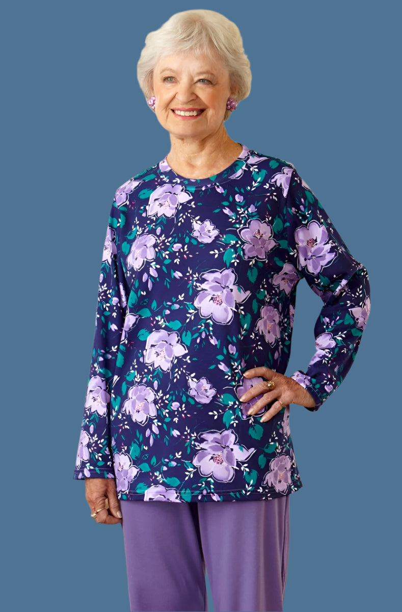 Long Sleeve Wrap Back Printed Knit Top for women by Buck & Buck, and available in different sizes. This tops item is part of our tunics collection.