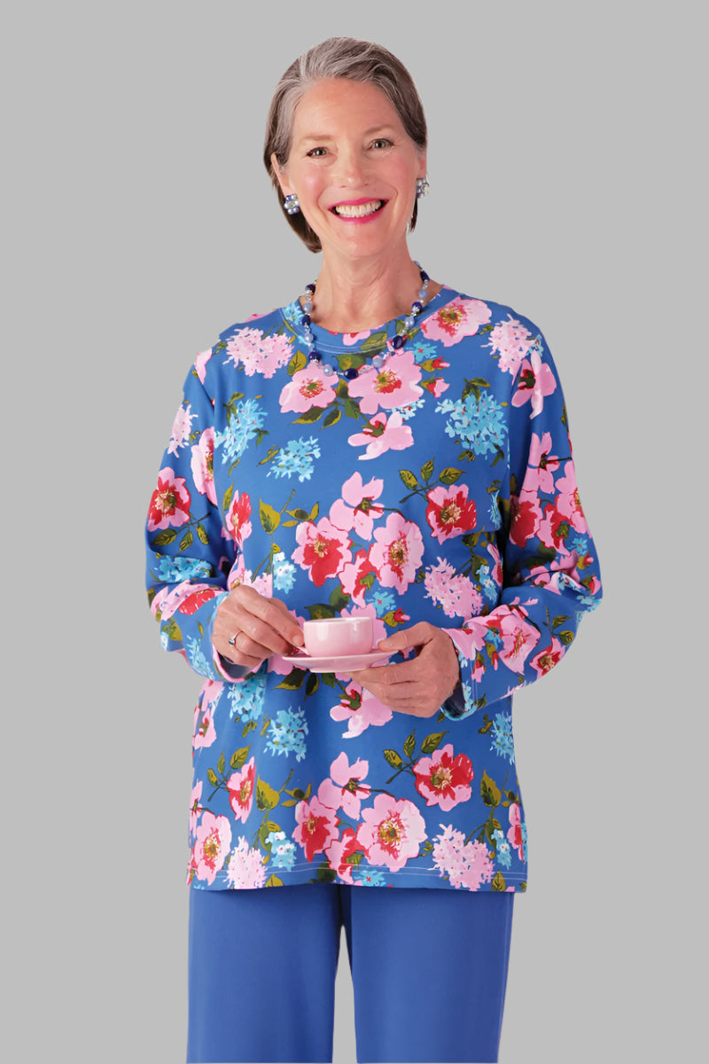 Long Sleeve Wrap Back Printed Knit Top for women by Buck & Buck in Royal, and available in different sizes. This tops item is part of our tunics collection.
