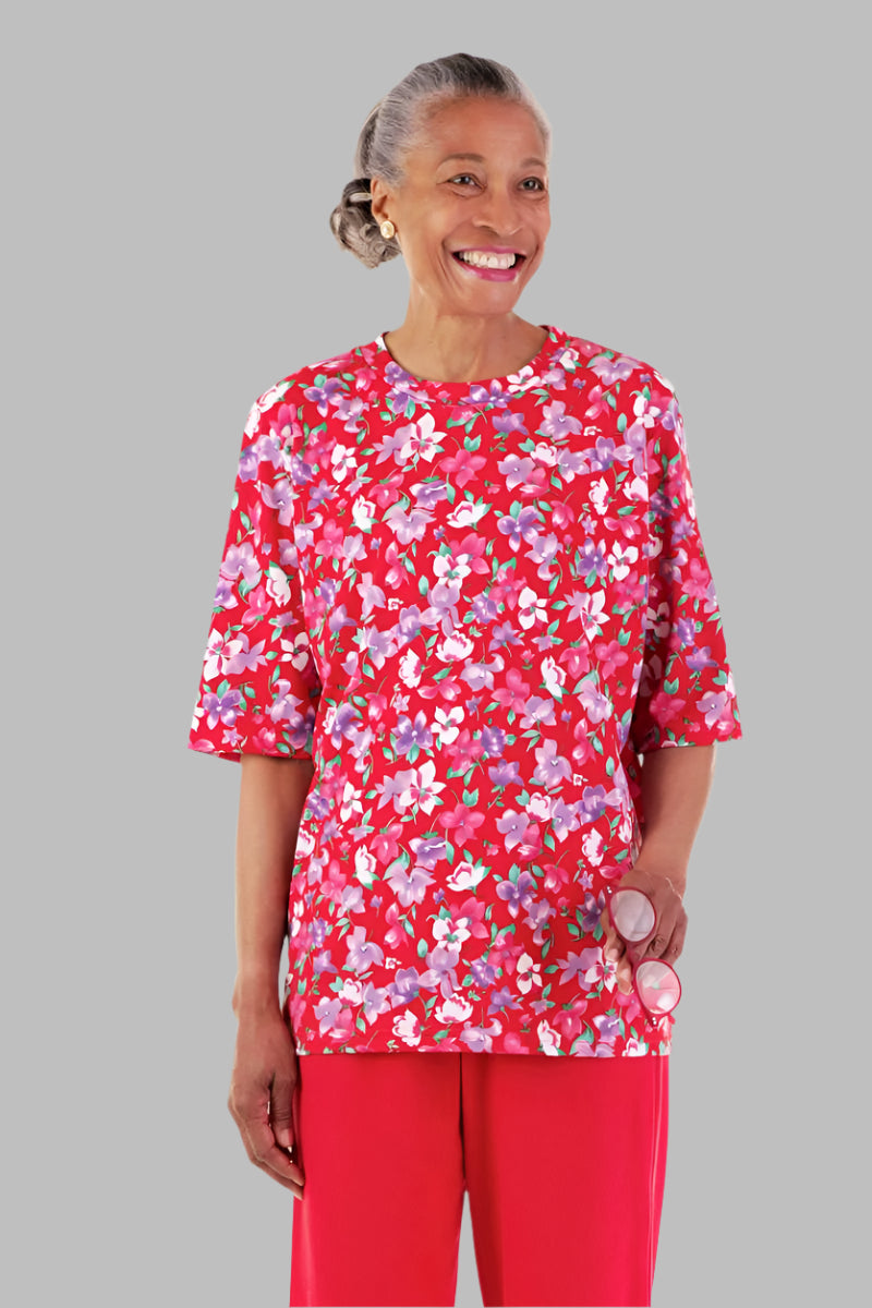 Short Sleeve Printed Knit Top for women by Buck & Buck in Red, and available in different sizes. This tops item is part of our tunics collection.