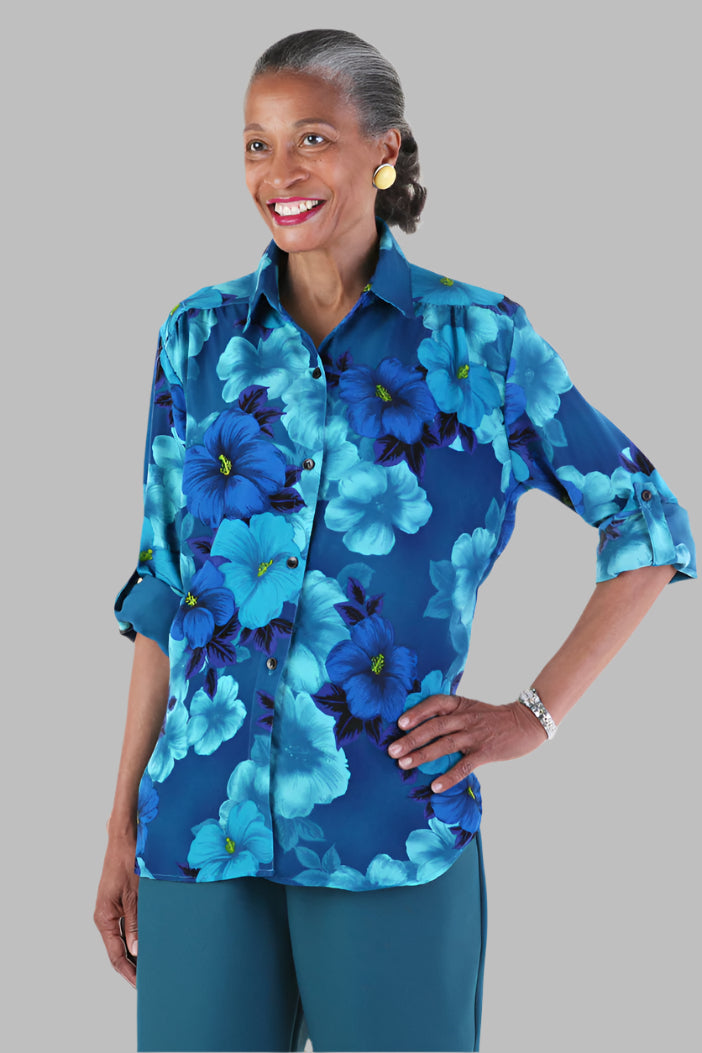 Polyester Roll Sleeve Blouse for women by Buck & Buck in Blue, and available in different sizes. This tops item is part of our blouses collection.