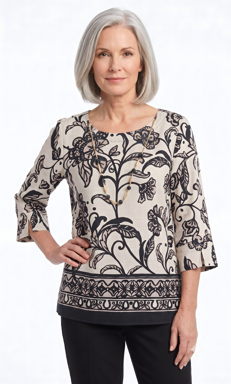 Women’s Detail Easy Fit Top by Alfred Dunner in Floral, and available in different sizes. This top item is part of our blouses collection.