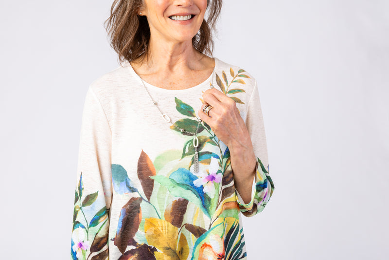 Women’s Detail Easy Fit Top by Alfred Dunner in Neutral Tan, and available in different sizes. This top item is part of our blouses collection.
