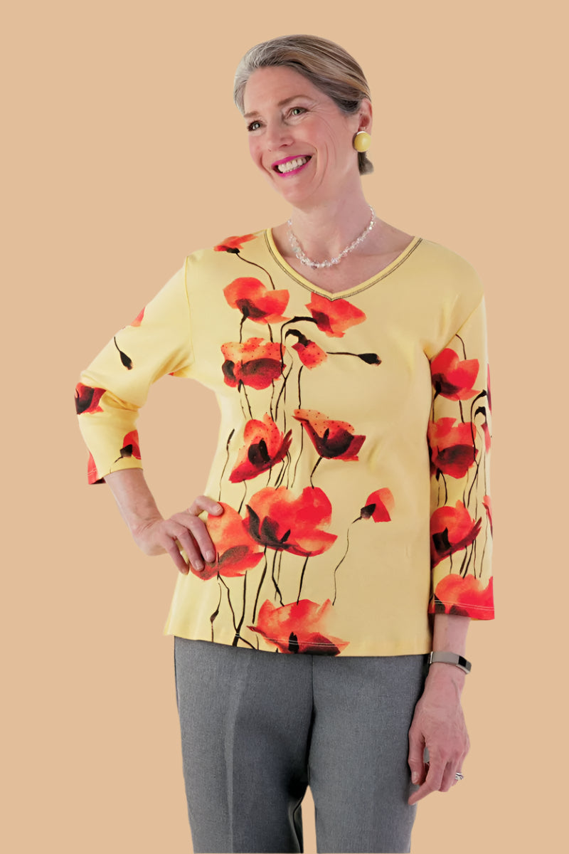 Block Print Knit Top for women by Buck & Buck, and available in different sizes. This tops item is part of our t-shirts collection.