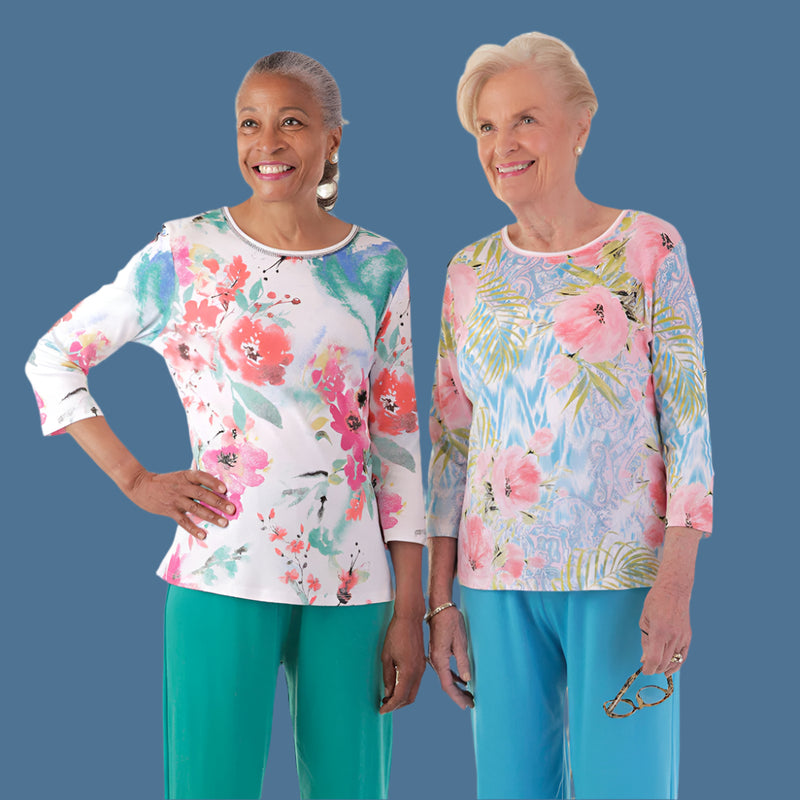 Block Print Knit Top for women by Buck & Buck in White, and available in different sizes. This tops item is part of our t-shirts collection.