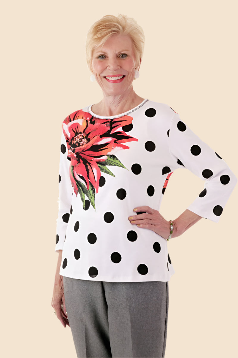 Block Print Knit Top for women by Buck & Buck, and available in different sizes. This tops item is part of our t-shirts collection.