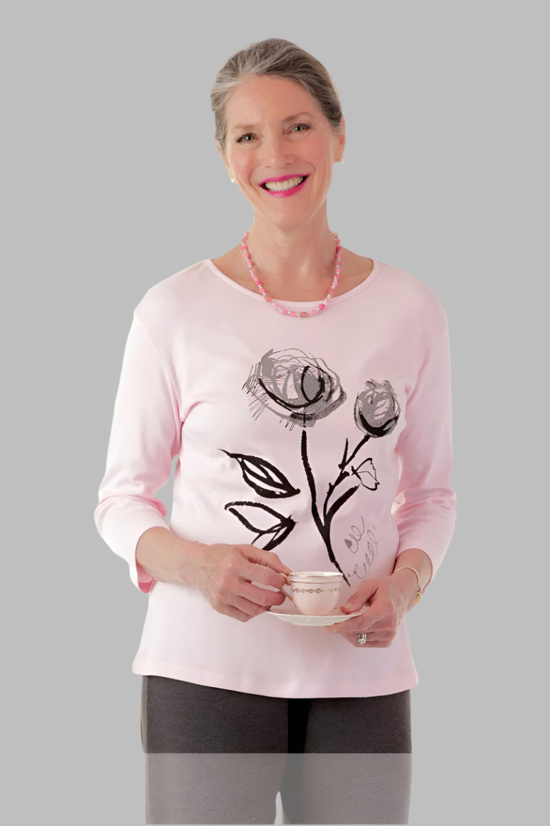 Block Print Knit Top for women by Buck & Buck, and available in different sizes. This tops item is part of our t-shirts collection.