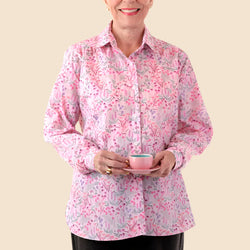 Cotton/Poly Roll Sleeve Blouse