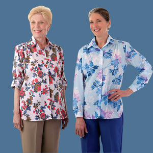 Cotton/Poly Roll Sleeve Blouse With VELCRO® Fasteners