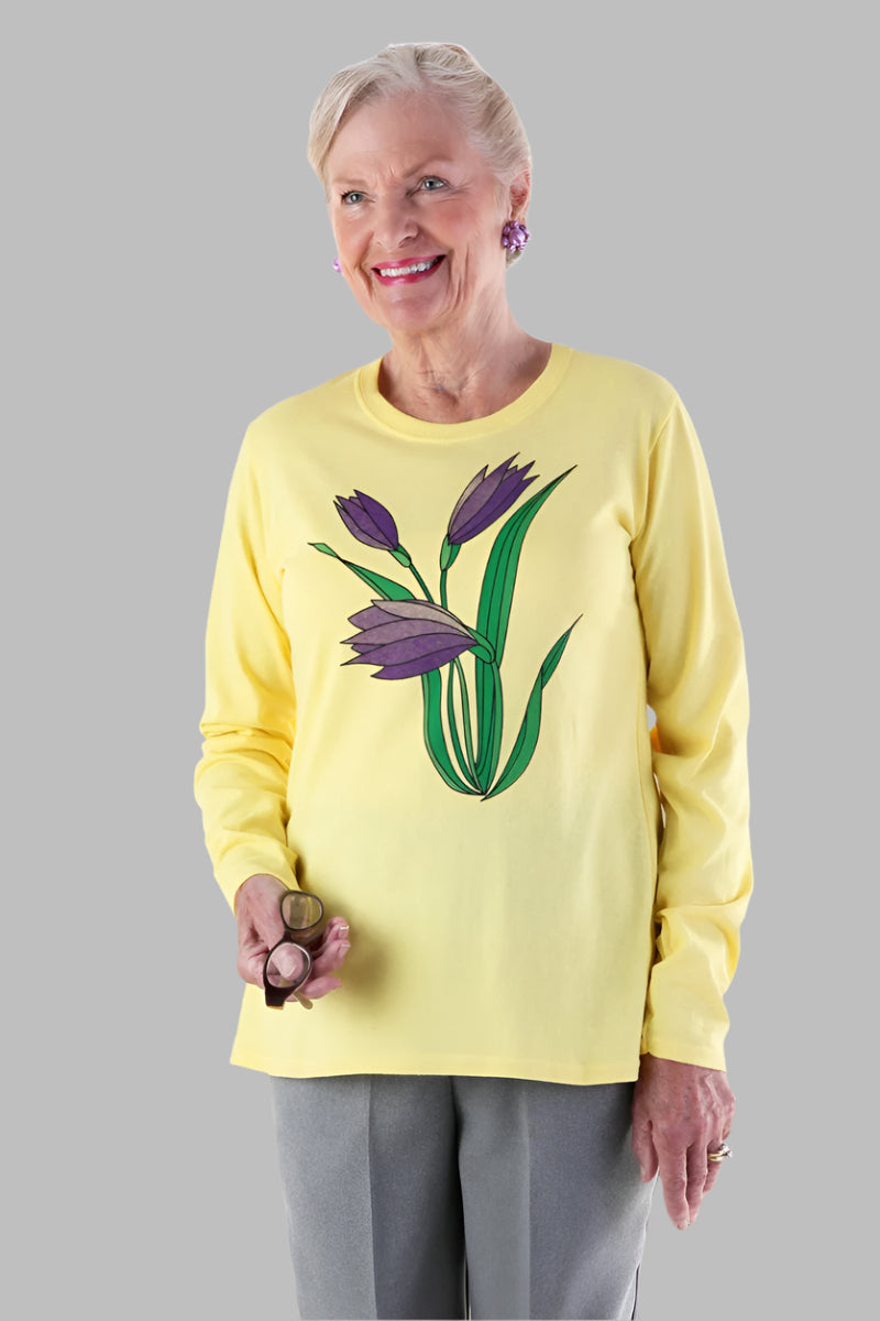 Women's Long Sleeve Printed T-Shirt by Buck & Buck in Turquoise, and available in different sizes. This tops item is part of our t-shirts collection.