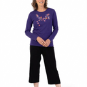 Women's Long Sleeve Printed T-Shirt by Buck & Buck in purple, and available in different sizes. This tops item is part of our t-shirts collection.