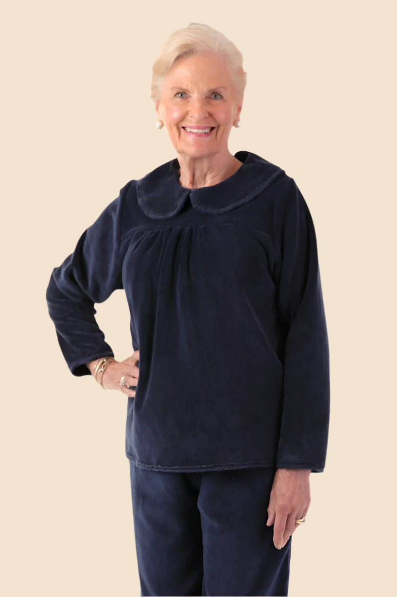 So-Soft Wrap Back Top for women by Buck & Buck in Navy, and available in different sizes. This tops item is part of our blouses collection.